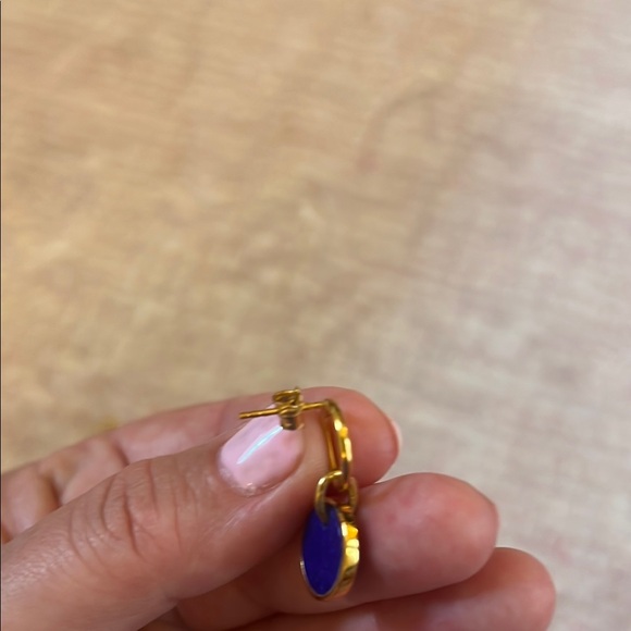 J. Crew Gold and Blue Dangle Earrings Elegant Design - Picture 6 of 6